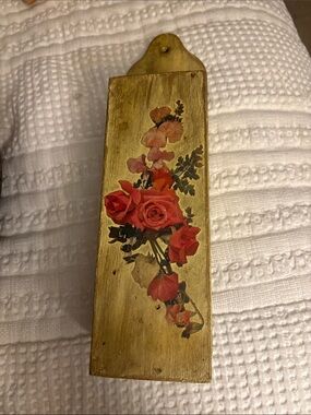 Vintage wood match box holder
